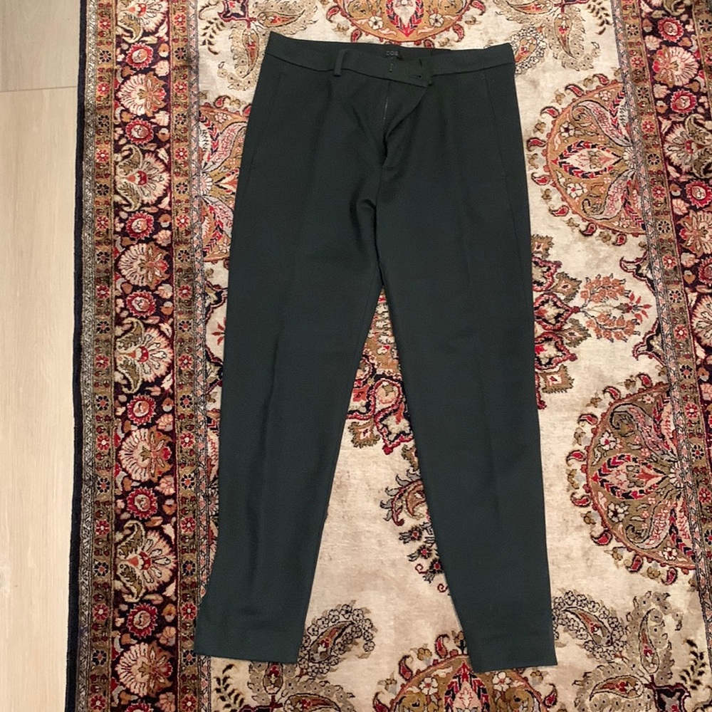 COS MENS DARK GREEN ZIP CUFF TROUSER PANTS (SIZE 32R)